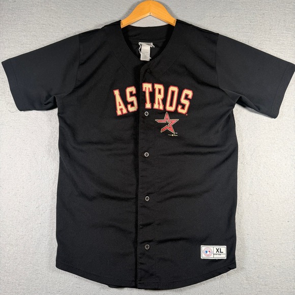 Haddad Other - Vintage Houston Astros MLB Baseball Jersey Kids XL 18-20 Black Button Front 2004